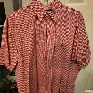 Polo red checked button up shirt sleeve shirt